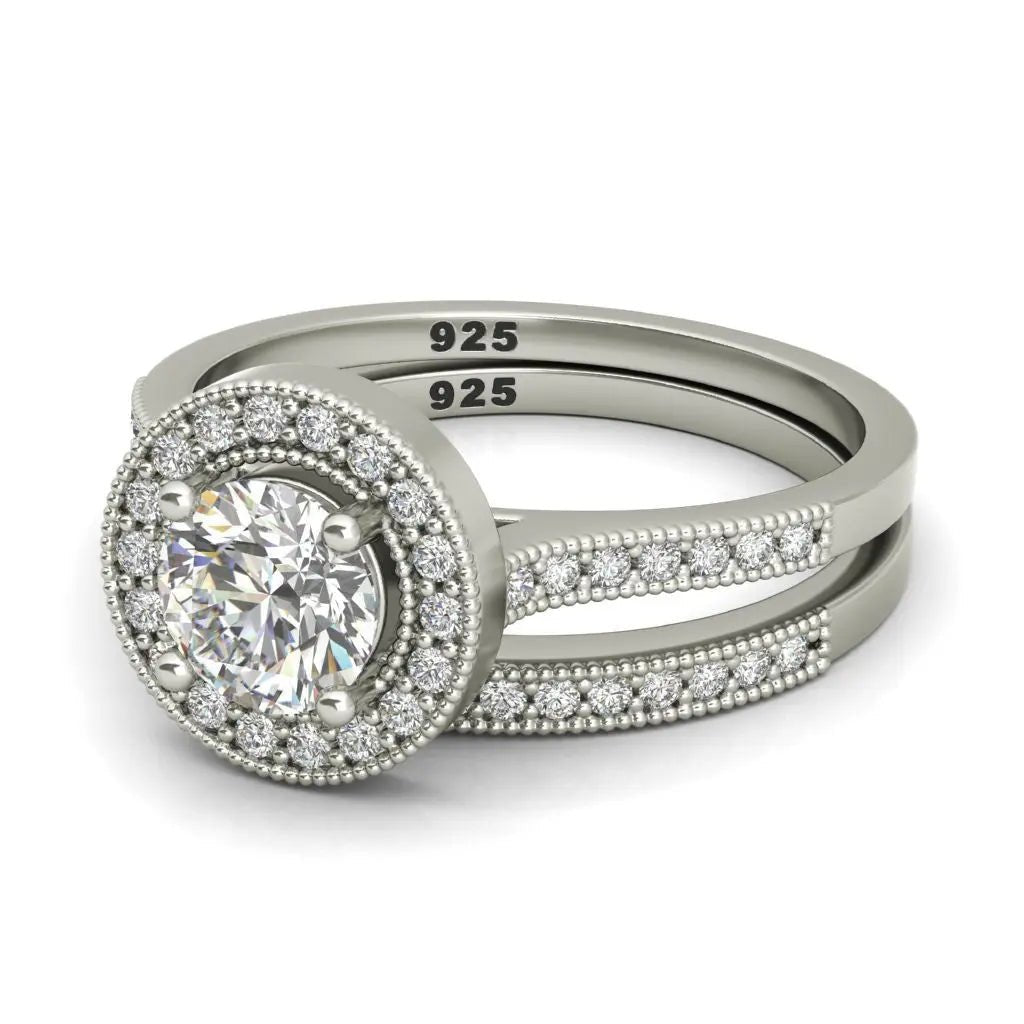 Samantha sterling silver bridal set - EJ Cole