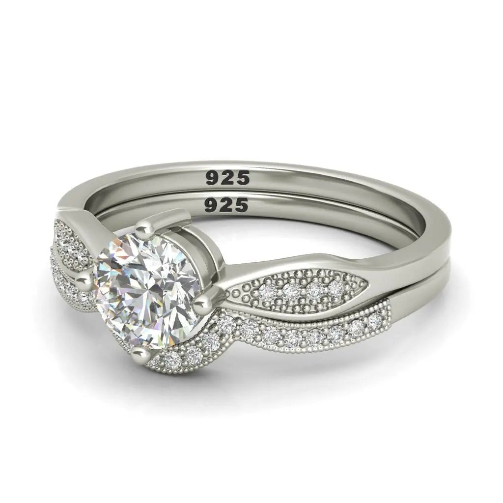 Zandra sterling silver bridal set - EJ Cole