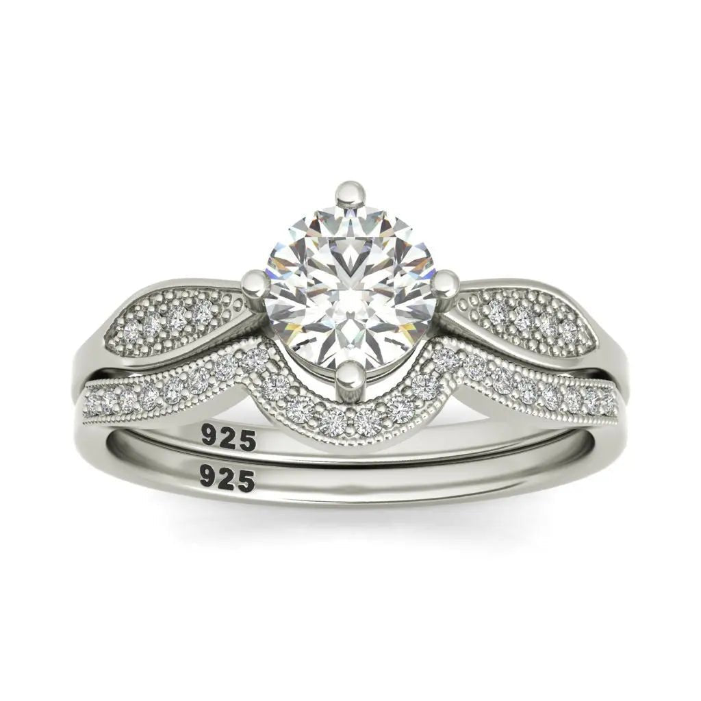 Zandra sterling silver bridal set - EJ Cole